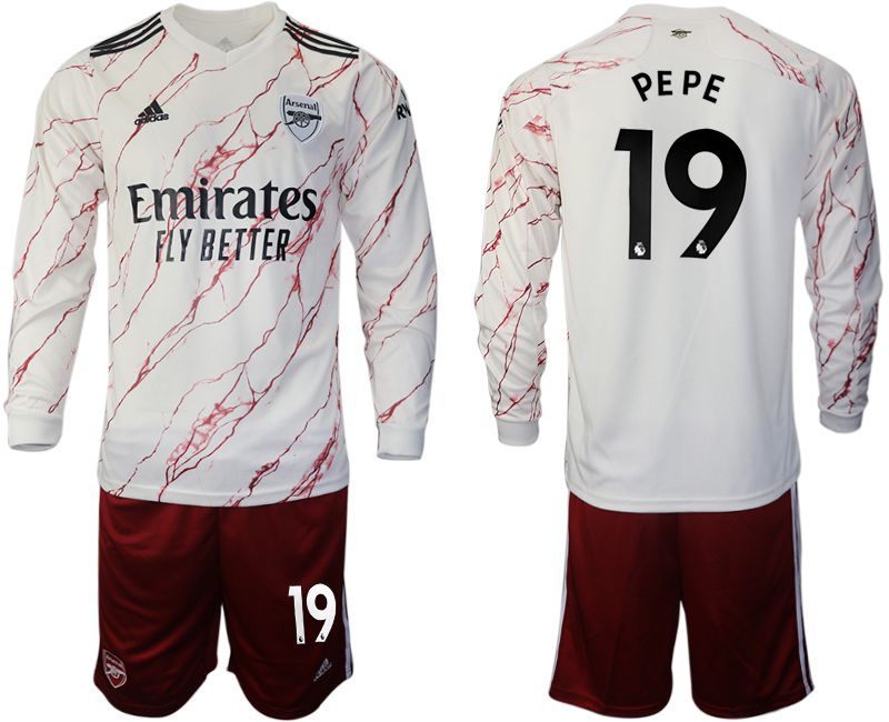 Men 2020-2021 club Arsenal away long sleeve #19 white Soccer Jerseys->manchester united jersey->Soccer Club Jersey
